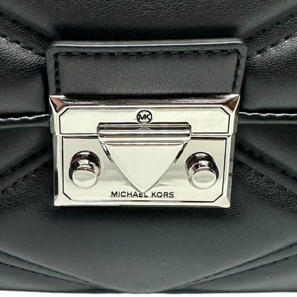 NWT MICHAEL KORS Serena Black Quilted Crossbody Bag - Picture 4 of 13